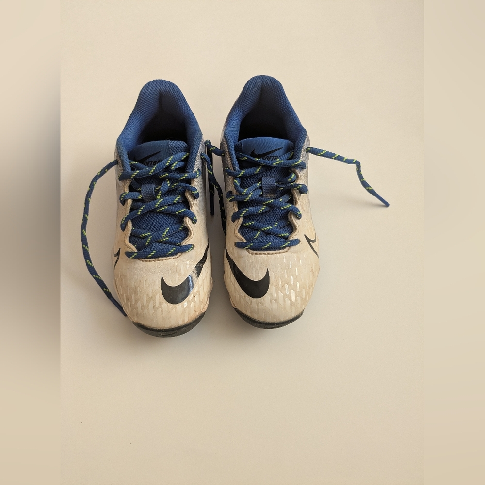 Kids Blue and White Softball Cleats